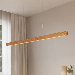 Lindby - Hanglamp- met dimmer - 1licht - Metaal, essen - H: 5 cm - mat nikkel, licht hout - Inclusief lichtbronVendu parbol