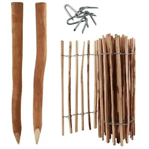 AQUAGART Ensemble complet de 5 m de palissade de 120 cm de haut, espacement des lattes de 4 à 6 cm avec 5 poteaux en bois de 1,5 m de long... pas cher