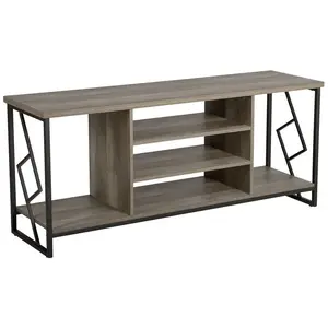 BELIANI Meuble TV effet bois foncé et noir FORRES pas cher