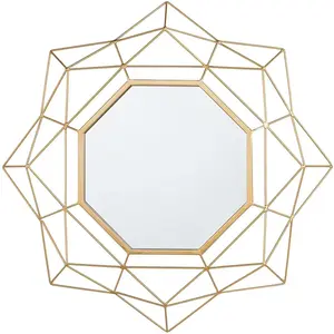 Miroir Mural Décoratif de Forme Octogonale avec Cadre en Métal Doré en Forme D'Étoile pour Salon et Chambre Style Contemporain Beliani pas cher