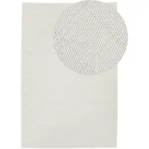 Tapis Rectangulaire Blanc en Laine et Coton pour Chambre ou Salon au Style Scandinave 160 x 230 cm Beliani pas cher