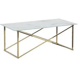 BELIANI Table basse effet marbre blanc structure dorée EMPORIA pas cher