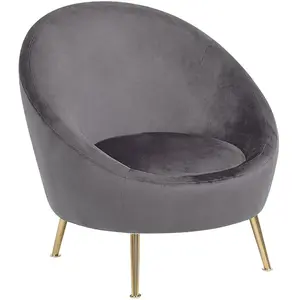Fauteuil en velours gris - BELIANI - LANGA - Style Classique - Avec ac...