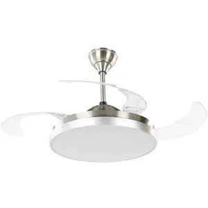 Ventilateur de Plafond Invisible avec Lampe Intégrée 3 Vitesses Réglables Télécommande et Pales Transparentes et Rétractables Beliani pas cher