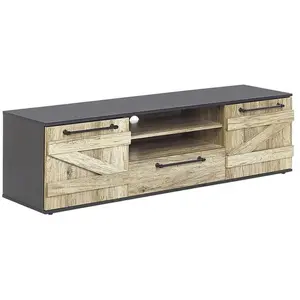 BELIANI Meuble TV noir et bois clair SALTER pas cher