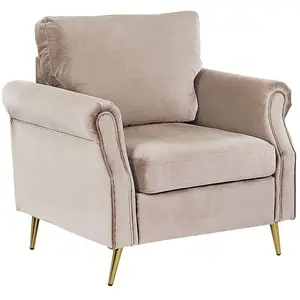 Fauteuil en velours taupe VIETAS