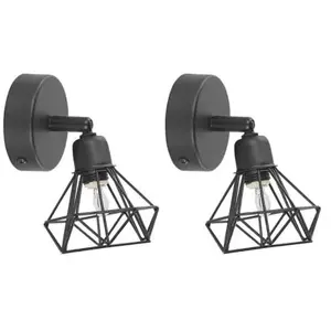 Comparateur de prix : BELIANI Lot de 2 appliques murales noires mates ERMA