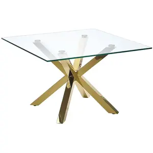 Table basse - BELIANI - STARLIGHT - Carré - Doré - Verre et métal pas cher