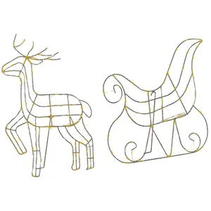 BELIANI Décoration de Noël à led pour Intérieur et Extérieur Traîneau et Renne en Métal Argenté Saija pas cher