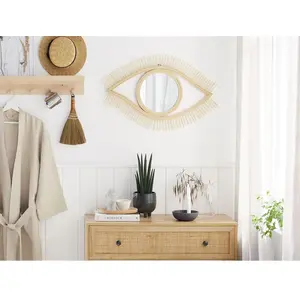 BELIANI Miroir mural oeil en bambou clair 50 x 80 cm SOYOPA pas cher