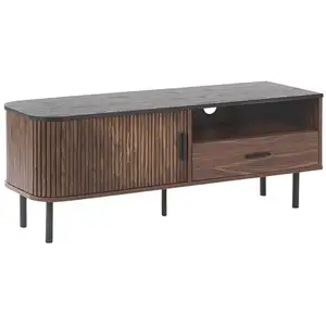 BELIANI Meuble TV effet bois foncé / noir JOSE pas cher