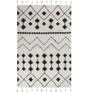 BELIANI Tapis en coton blanc et noir 160 x 230 cm KHEMISSET