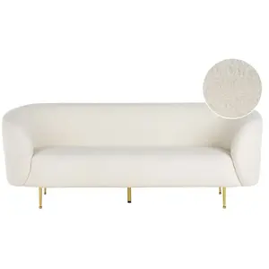 BELIANI Canapé 3 places en tissu bouclé blanc LOEN pas cher