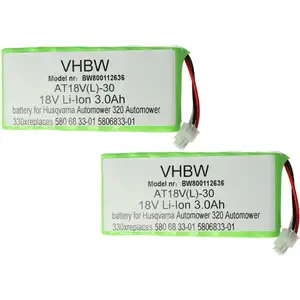 Comparateur de prix : Vhbw vhbw 2x Li-Ion batterie 3000mAh (18V) pour tondeuse à gazon robot...