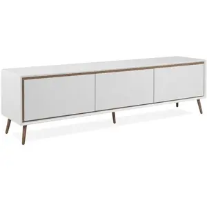 Calicosy Meuble TV - ARONA - Blanc / Chêne artisan - 3 abbatants - 175 x 50 x 38 cm pas cher
