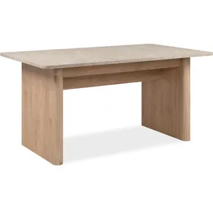 Calicosy Table extensible - Sai 80A - Décor Chêne Jackson / Imitation pierre blanche - Allonge de 40 cm inclue - 160-200 x 75 x 90 cm