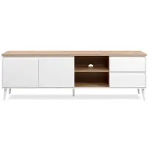 Calicosy Meuble TV Linz 56A - Décor blanc / chêne artisan - Panneaux de particules - 186 x 59 x 36 cm pas cher