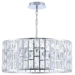 Maytoni SANS Suspension cylindrique Gelid - Chrome & Cristal - 4 lumières - E27 pas cher