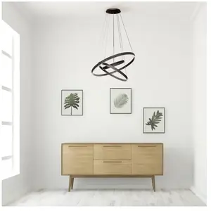 Maytoni Rim Plafonnier suspendu circulaire à 3 niveaux à LED noir intégré Modern Rim pas cher