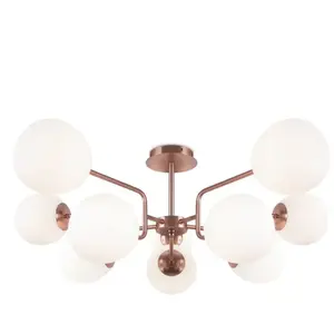 Comparateur de prix : Maytoni Erich Plafonnier Globe Moderne 10 Lumières Laiton E14
