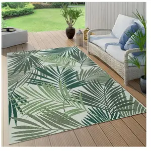Paco Home Buiten Vloerkleed Voor Buiten Balkon Palm Jungle Patroon Bloemen Boho Groen 80x150 cm pas cher