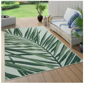 Paco Home Buiten Vloerkleed Voor Buiten Balkon Palm Jungle Patroon Bloemen Boho Groen 60x110 cm