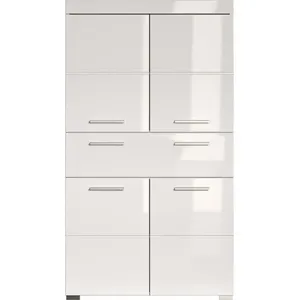 TRENDS INTERNATIONAL Colonne salle de bain AMANDA - 4 portes + 1 tiroir - Blanc brillant - L73 x P31 x H130 cm pas cher
