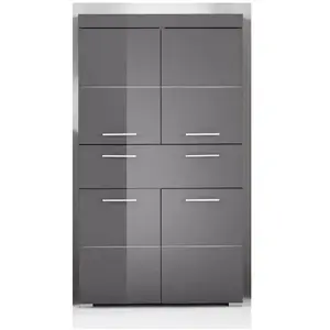 TRENDS INTERNATIONAL Colonne double AMANDA - 4 portes + 1 tiroir - L73 x P31 x H130 cm - Gris - TRENDTEAM pas cher