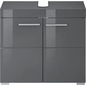TRENDS INTERNATIONAL Meuble sous vasque - AMANDA - 2 portes - Gris mat et brillant - L60 x H56 x P34 cm pas cher
