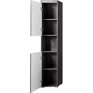 TRENDS INTERNATIONAL Colonne de salle de bain AMANDA - 2 portes - Gris brillant - L37 x P31 x H190 cm pas cher