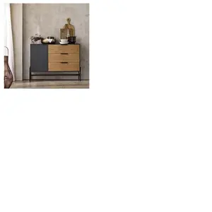 Buffet Bas HFSB02-SCH SoBuy - Buffet Bahut - 3 Tiroirs - 114 x 40 x 83 cm - Notr-Naturel pas cher