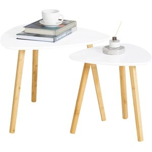 SoBuy Tables Basses Gigognes FBT74-W   Set de 2 - Blanc pas cher