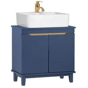 SoBuy Meuble sous vasque BZR113-B - 2 Portes - Bleu foncé - L60 x P30 ... pas cher