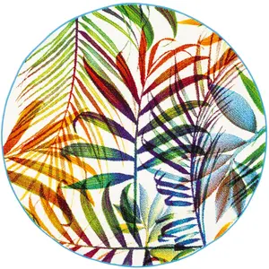 Tapis - PERGAMON - Faro - Rond - Motif tropical multicolore - 160 cm - Polypropylène pas cher