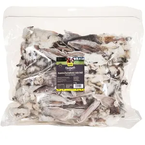 Lot économique : 6x1kg Caniland oreilles de lapin avec fourrure friandises pour chiens pas cher