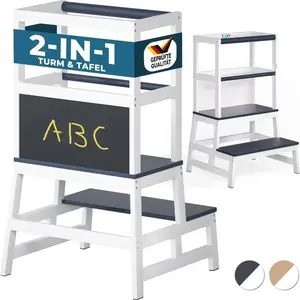 Comparateur de prix : Spielwerk Leertoren - Krijtbord vanaf 2 jaar 93x51x50cm - Grenen Grijs