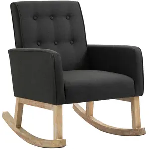 CLP Chaise Bascule Dream Tissu avec Accoudoirs Fauteuil de Relaxation Pieds en Bois de chêne , Gris foncé pas cher