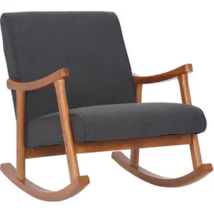 CLP Chaise a bascule Morelia en tissu avec pieds Noyer , Gris foncé pas cher