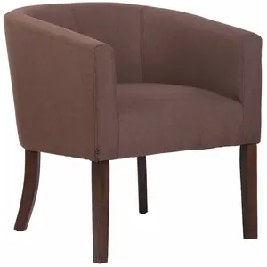 CLP Fauteuil design et confortable Nemea en Tissu avec Pieds en Bois de caoutchouc , Marron-Antique pas cher