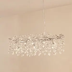Lucande - hanglamp - 10lichts - Roestvrij staal, kristalglas - H: 32 cm - G9 - chroom, transparant