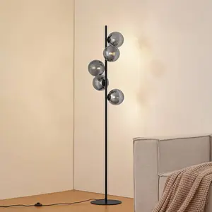 Lindby - vloerlamp - 5lichts - Metaal, glas - H: 160 cm - G9 - zwart, ... pas cher