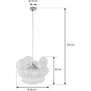 Lucande - hanglamp - 5lichts - Glas, ijzer - H: 40 cm - G9 - transparant, chroom