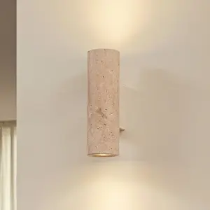 Lucande - wandlamp - 2lichts - Travertijn - H: 23 cm - GU10 - beige