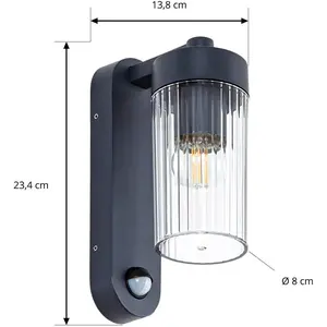 Lindby - Wandlampen buiten - 1licht - Aluminium, polycarbonaat - H: 23.4 cm - E27 - antraciet (RAL 7016)