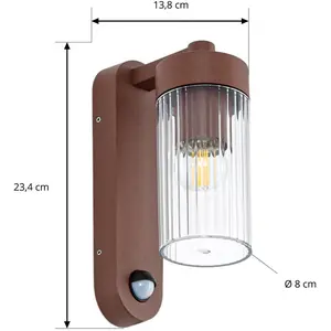 Lindby - Wandlampen buiten - 1licht - Aluminium, polycarbonaat - H: 23.4 cm - E27 - roestkleurig pas cher