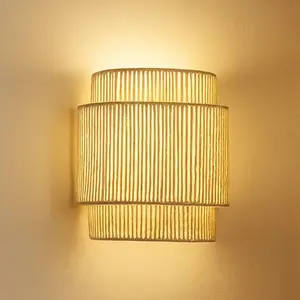 Lindby - wandlamp - 1licht - Papier, metaal - H: 25 cm - E27 - beige pas cher