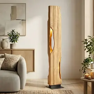 Lucande Lampadaire Bois Tarry (Traditionnel) en Marron e. a. pour Salon & Salle à manger (à 4 lampes E27) Sur Pied Lampe a de Sol pas cher