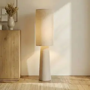 Lindby - vloerlamp - 2lichts - Linnen, metaal - H: 124 cm - E27 - beige pas cher