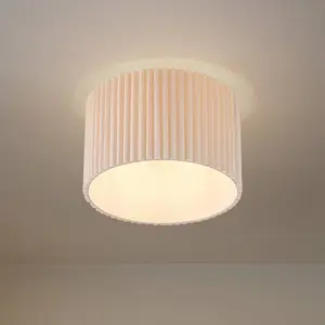 Lindby - plafondlamp - 1licht - Linnen, metaal - H: 30.5 cm - E27 - crèmekleurig pas cher