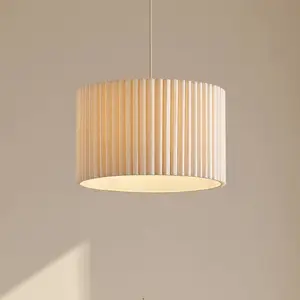 Lindby - Hanglamp - 1licht - Linnen, metaal - H: 28 cm - E27 - crèmekleurig pas cher